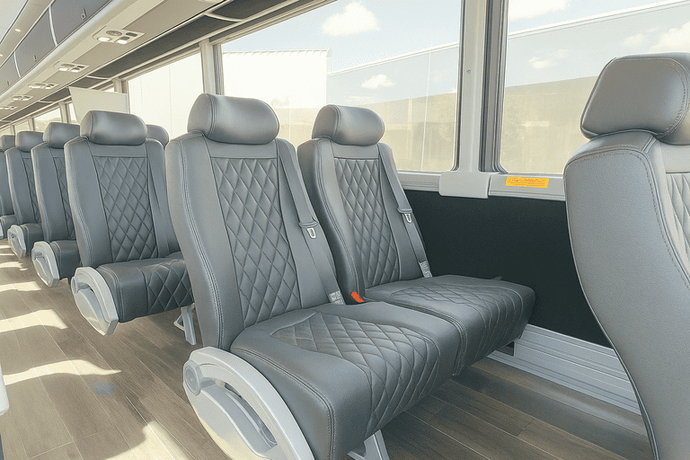 interior of Naperville Coach Bus Service charter bus